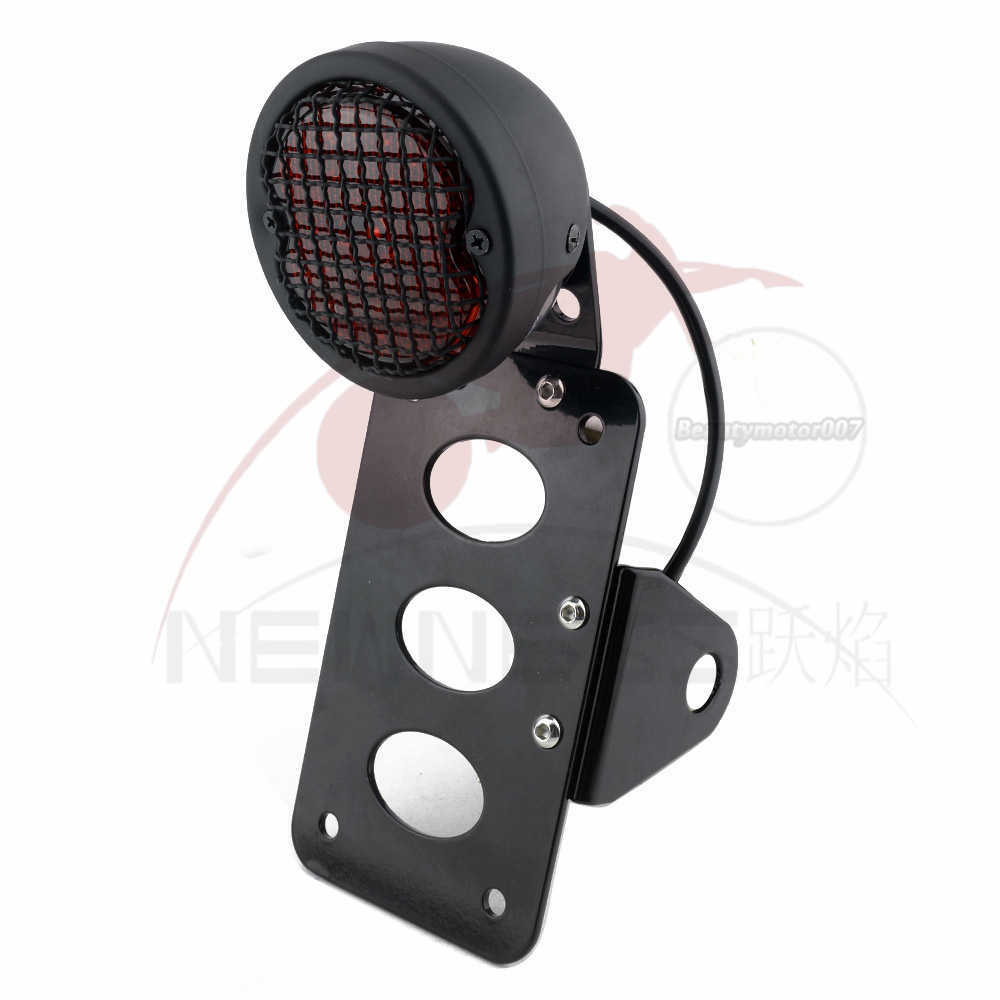 Side Mount Tag License Plate Holder Bracket LED Tail Light for Custom Bobber