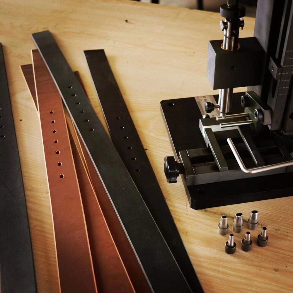Leather Belt Punching Machine Multi-function Hand Crank Belt Strap Hole Puncher-