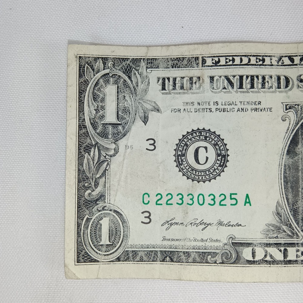 2021 $1 Error Note Faulty Alignment Error Showing Offset front - back circulated