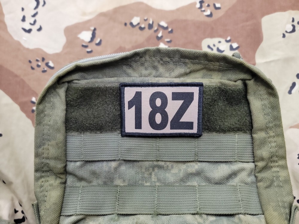 18Z MOS TAN Hook Back Hat Bag 2x3 Patch Army Special Forces ODA Team Sergeant