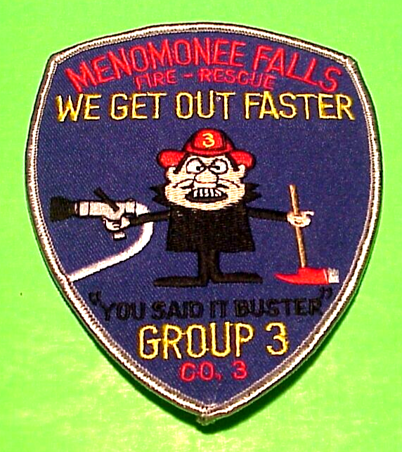 MENOMONEE FALLS WISCONSIN 5" GROUP 3 CO. 3 FIRE DEPT. PATCH FREE SHIPPING!!!