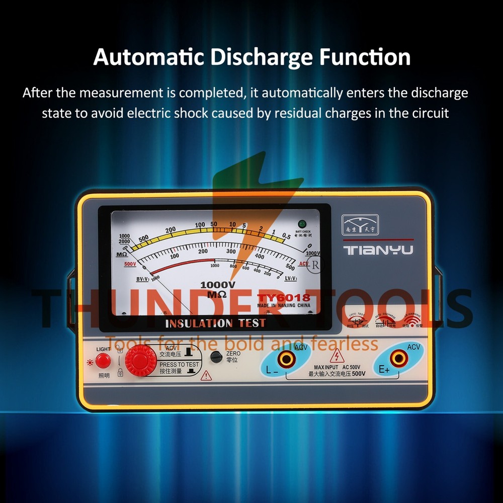 Thunder Tools Insulation Resistance Meter Digital Ohmmeter Handheld