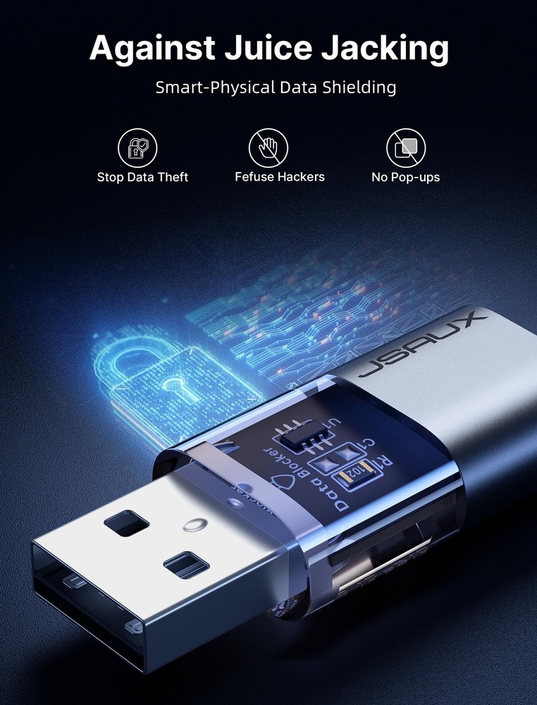 JSAUX USB Data Blocker & C (4-Pack), 4 Pack, Grey