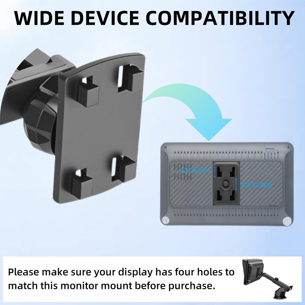 Extended Carplay Mount, 360° Flexible Windshield Holes Bracket, Black