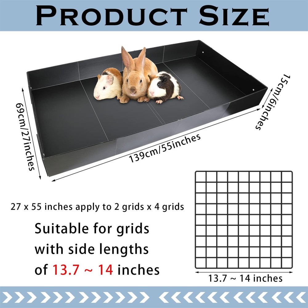 55 × 27 Inches Black Corrugated Plastic Cage Liners Base 2 x 4 Panel Size Gui...