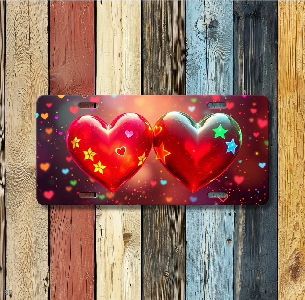 Premium Hearts License Plate Customizable Auto Tag Everyday Gift