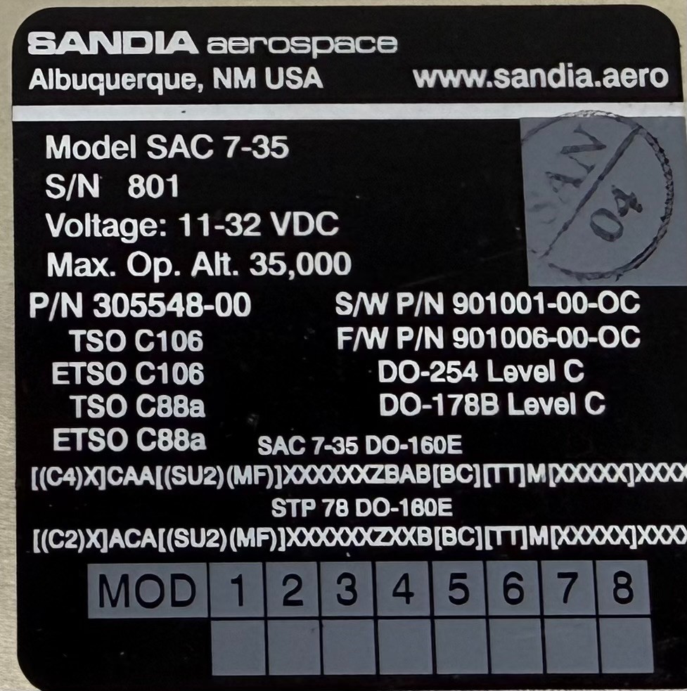 Air Data Computer SAC735 305548-00 Removed Working