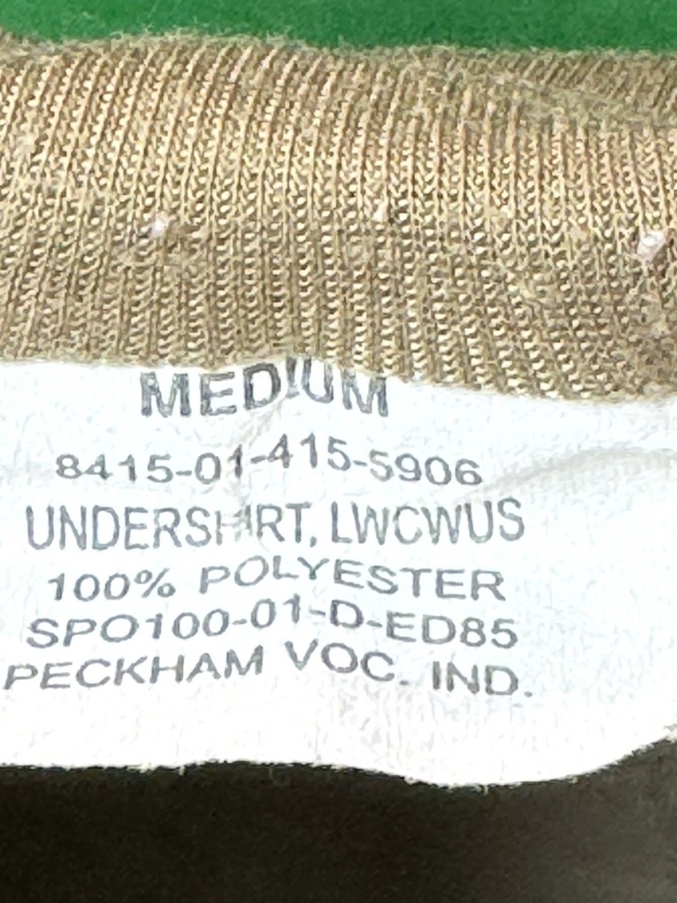 Military Issue Polyester Light-Weight Thermal Undershirt | Brown | Medium | EUC