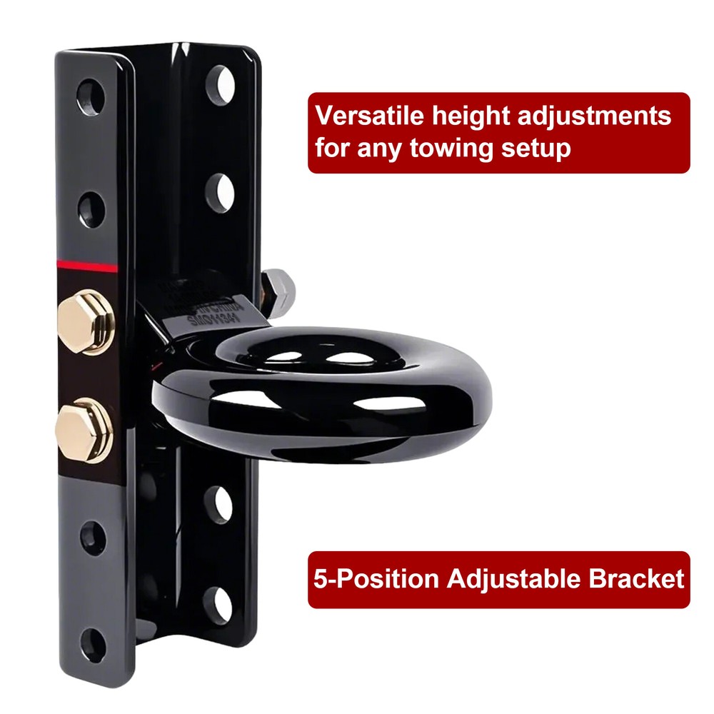 3"ID Trailer Pintle Hitch Lunette Ring Eye Coupler+5-Position Adjustable Channel