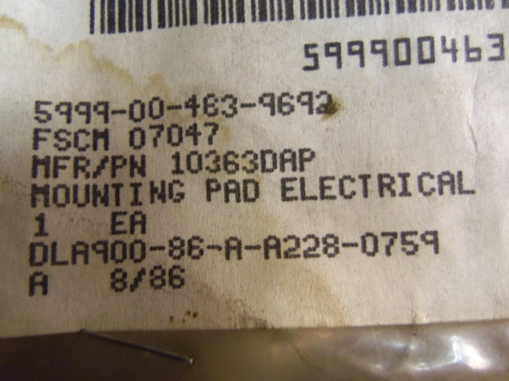 Ross Milton Co Electrical-Electronic Component Mounting Pad P/N: 10363DAP (NOS)