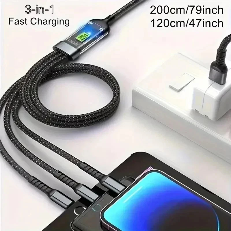 ANDROID 3 in 1 Fast Charging Cable Charger Cord For Type C Micro ✅ ANDROID ONLY
