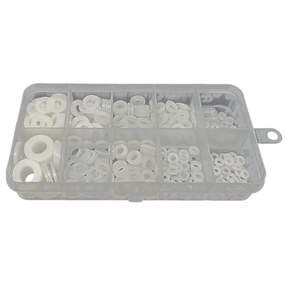 White Nylon Washer Assortment 500PCS Bagged Pack for Various Applications