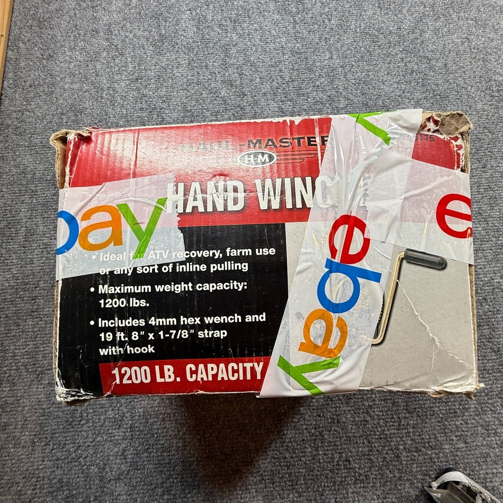 No Handle - Haul-Master 1200 lb. Capacity 19.8 ft. Strap Hand Winch