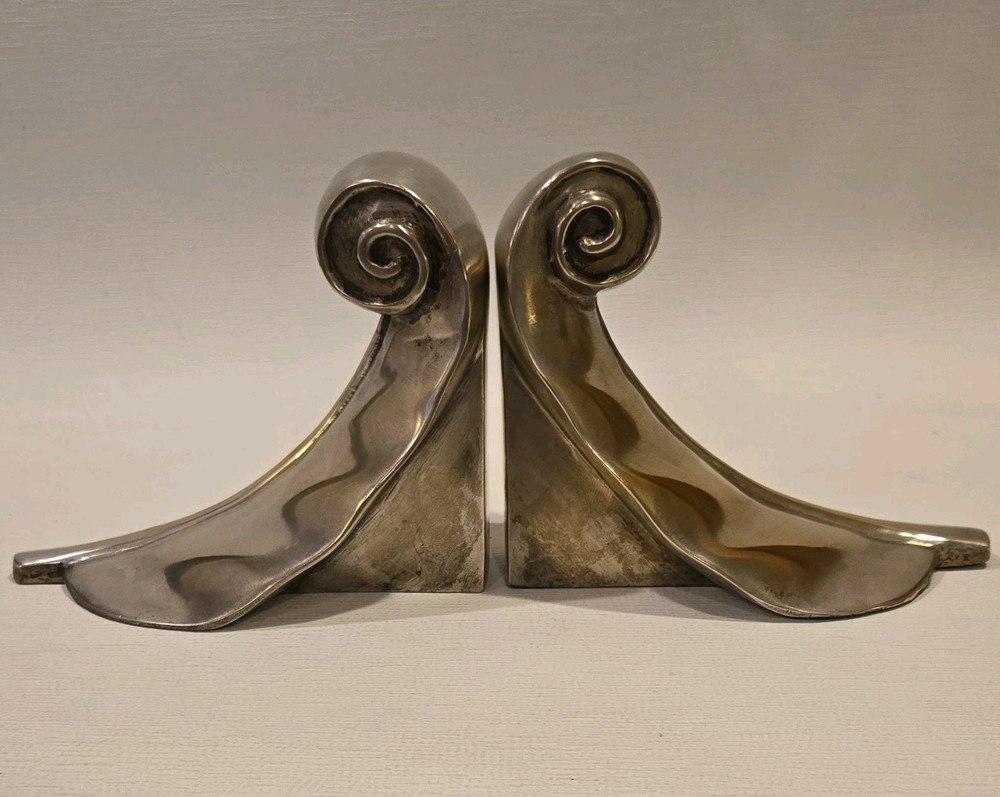 Pottery barn Silver plated leaf bookends