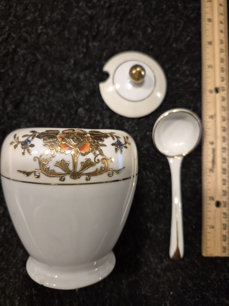 Noritake Morimura Jam, Jelly, Mustard, Sugar Covered Bowl With Spoon 42200