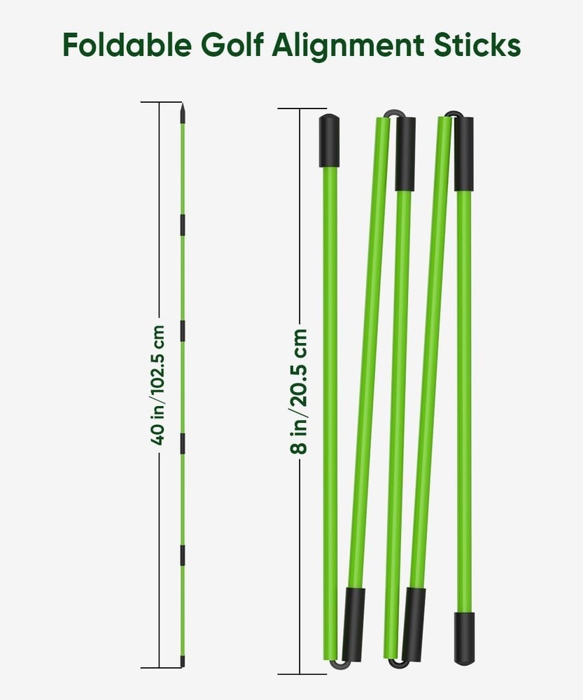 Golf Alignment Sticks and Angle Holder Set with Portable Bag, Golf Swing Trai...