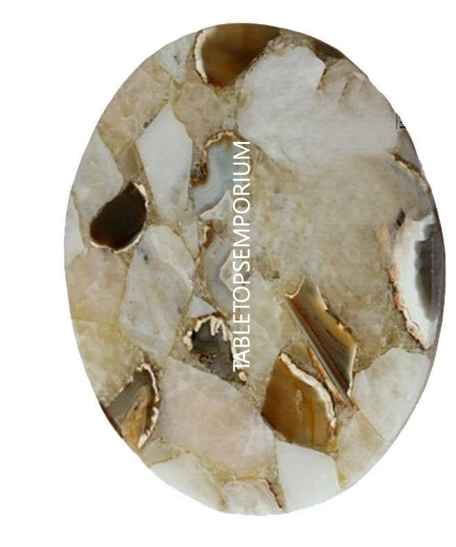 18" Agate Stone Round Tabletop, Natural Coffee Table, Home Decor