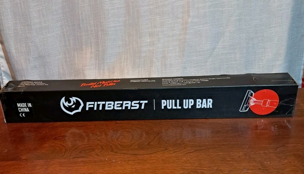 FitBeast Pull Up Bar for Doorway, Strength Training Pullup Black & Red
