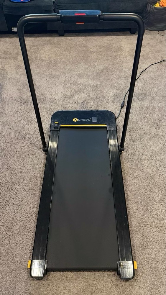UREVO Electric Treadmill Black Foldable Handle Safety Key Timer Digital Display