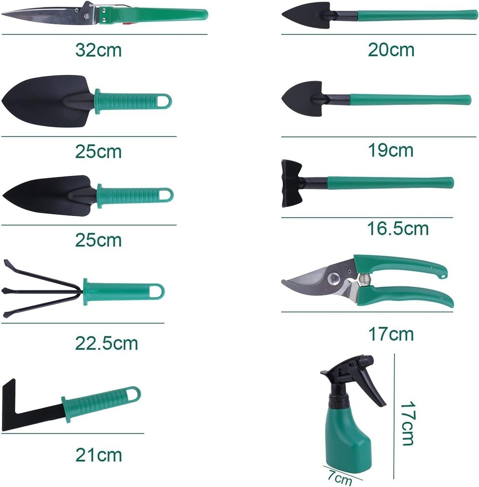 Garden Tools Set 10 Piece - Hand Tool with Ergonomic & Durable blue