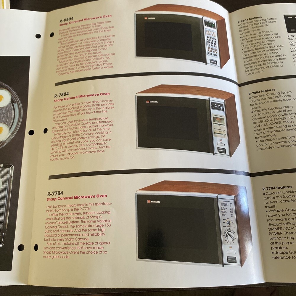 Vintage Sharp Microwave Ad Pamphlet Specifications Electronics