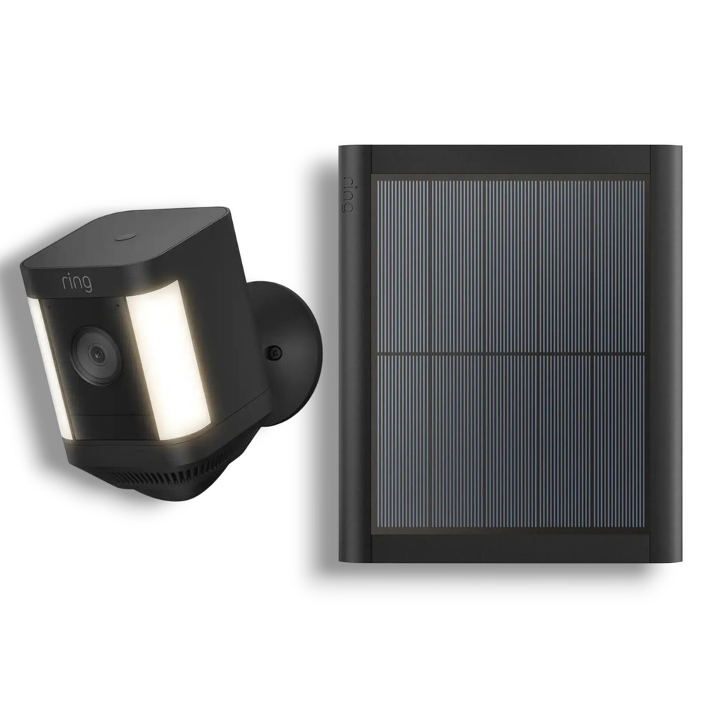 Ring Spotlight Cam Plus Wireless Battery Security Camera with Solar Panel Black