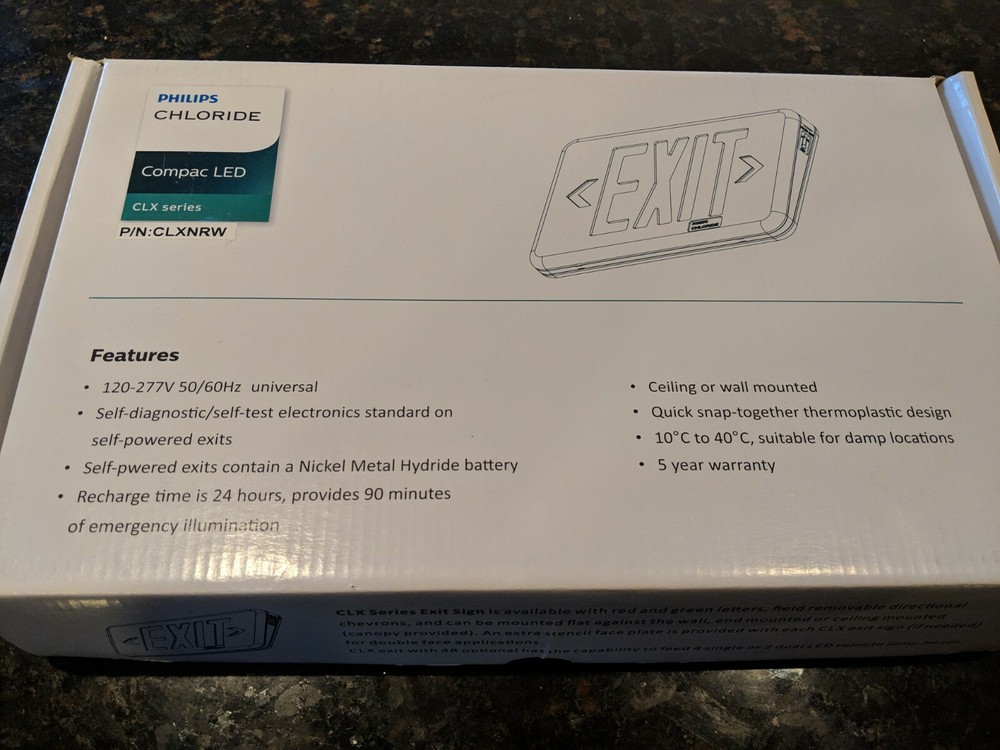 Philips Chloride, CLX Series LED Exit Sign, Model: CLXNRW