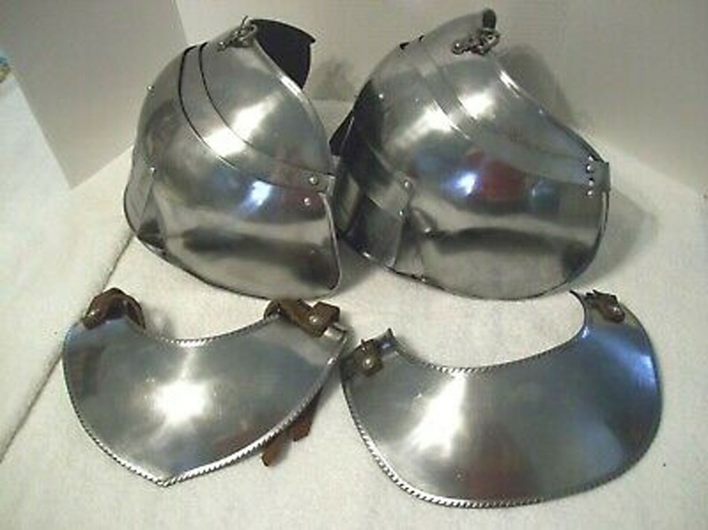 BOTH Medieval Gorget & Pauldrons  Neck & Shoulder Guards  16G LARP Armor Set