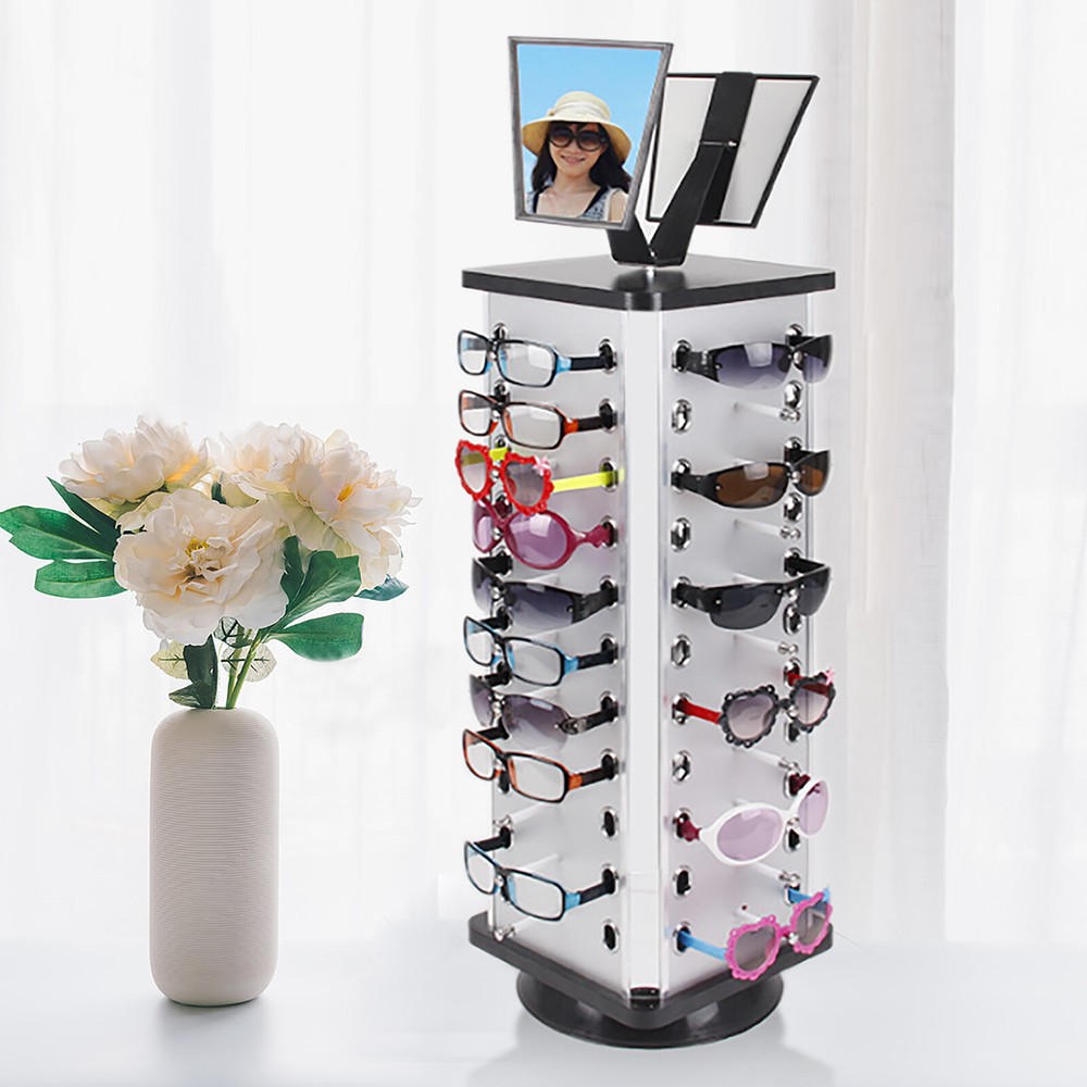 SUNGLASS DISPLAY RACK WITH MIRROR AND SPINNING BOTTOM HOLDS 44 PIECES
