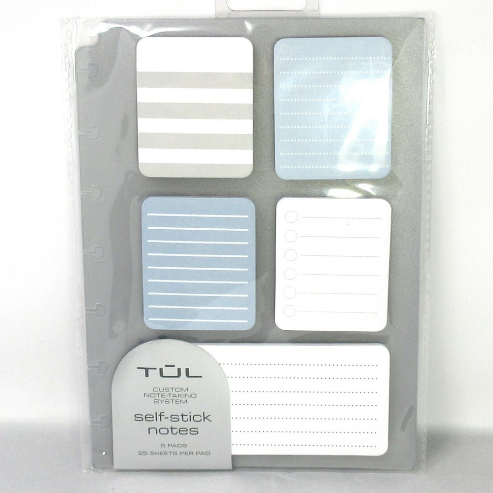 Tul Custom Self Stick Sticky Notes 5 Pads 25 Sheets per Pad