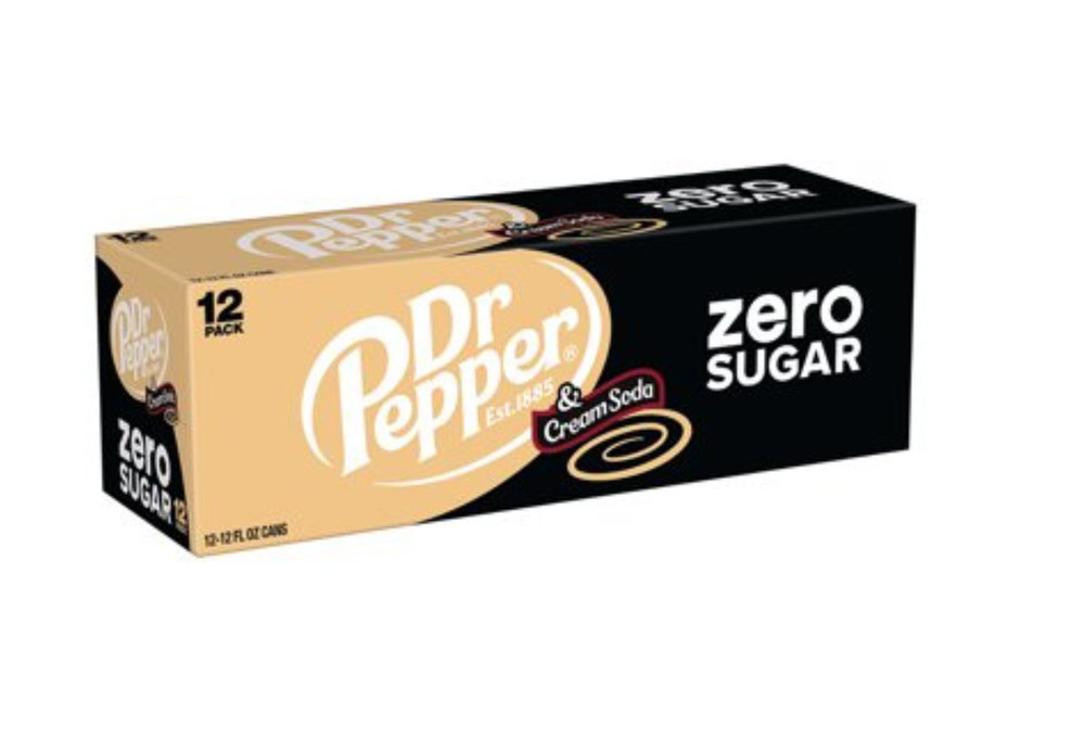 Dr Pepper Cream Zero Sugar Soda, 12oz Cans, 12 Pack