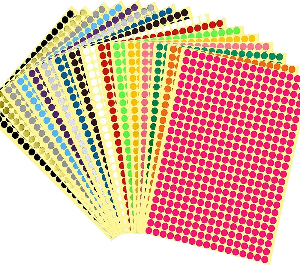 6528 Pieces Colored Dot Stickers, 1/4" Small Color Labels Coding Circle Round Co