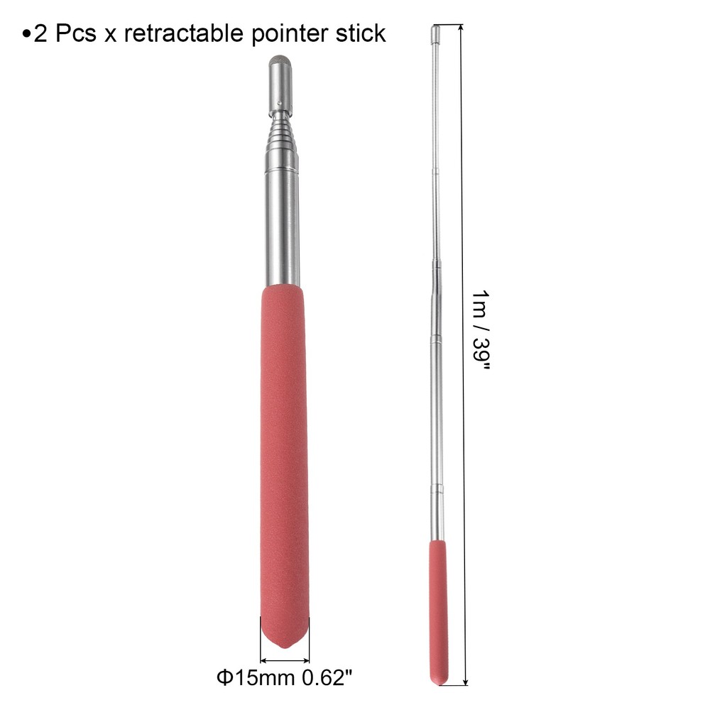 2pcs Telescopic Teachers Pointer Teaching Pointer 39 Inch