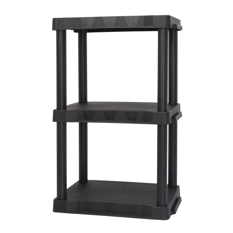 3 Tier Plastic Shelving Unit Tool-Free Easy Assembly Storage 150lb Capacity New