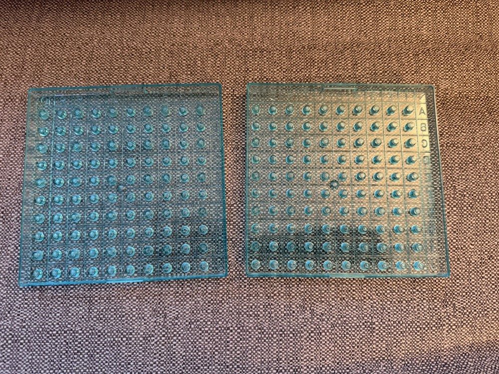 (2) 1982 Electronic Battleship Base Grid Insert - Blue Plastic Replacement Part