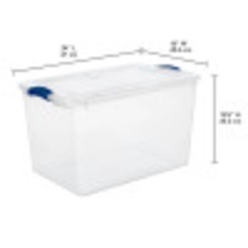 Sterilite Large Storage Bin, 66 Quart Clear Plastic Storage Container , Blue