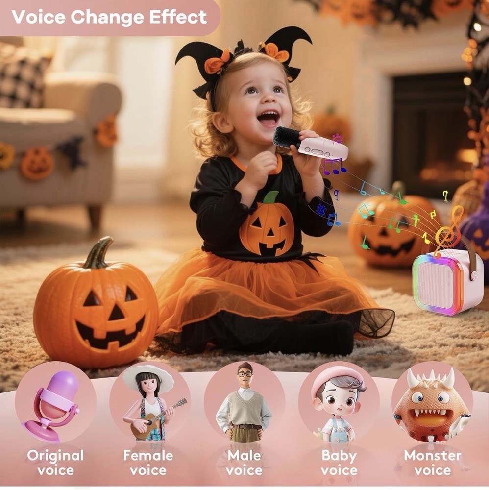 Mini Karaoke Machine Portable Bluetooth Karaoke Speaker with 2 Wireless Mics