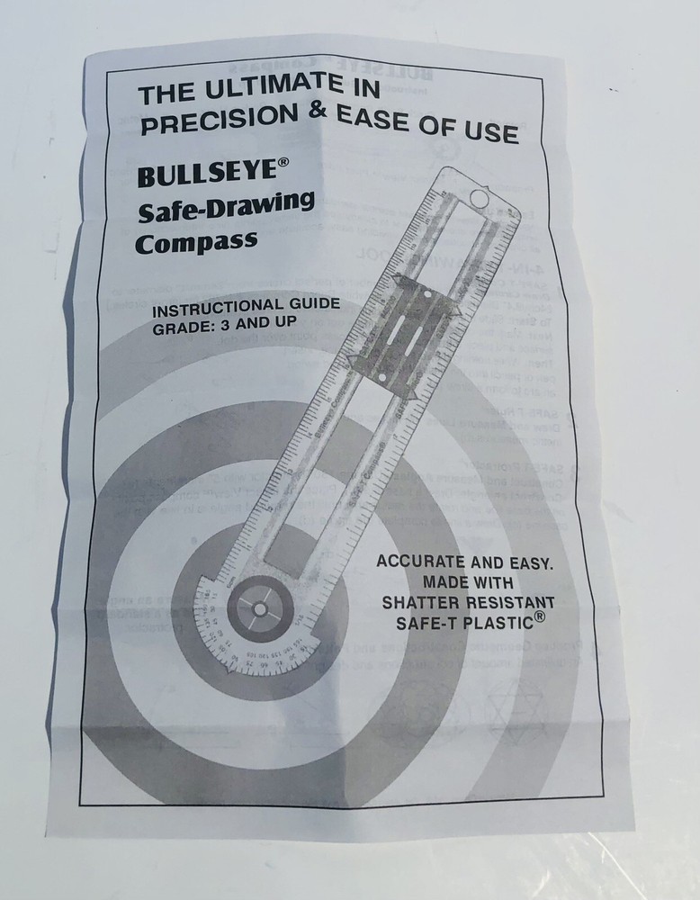 2 Bullseye Compass 4 In 1 Drawing Tool Compass Ruler Inch Centimeters Protractor