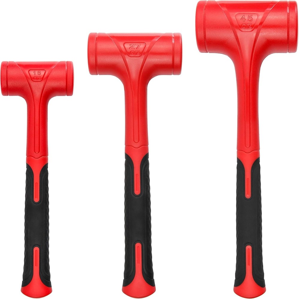 YIYITOOLS Dead Blow Hammer Set, 3 1-3LB, Black, Red