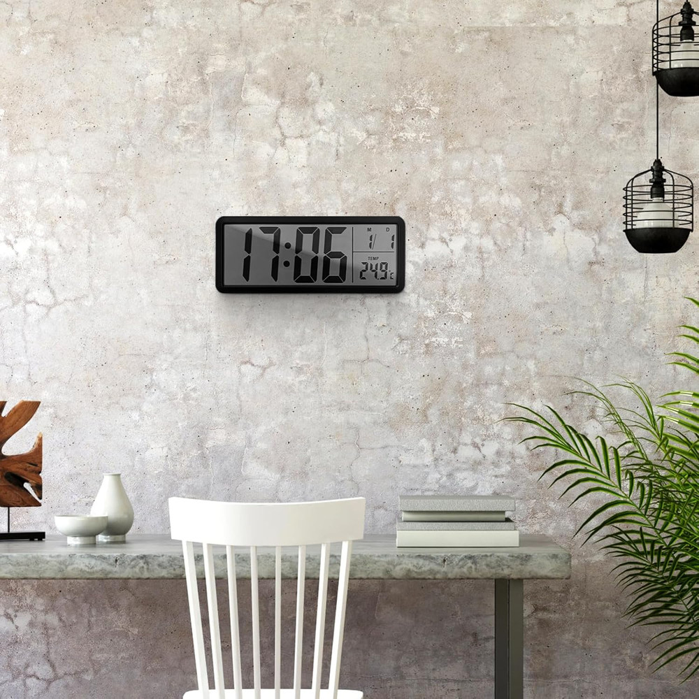 Digital Wall Clock: Wall-Mounted Led Display Clock with Date Temperature for Liv
