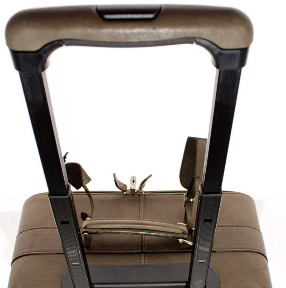 Luciano Barbera NWOT Leather Roller Suitcase in Solid Olive Green