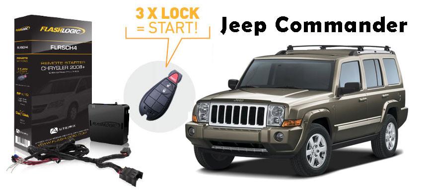 Flashlogic Add-On Remote Start for Jeep Commander 2010 V8 Plug And Play Harness