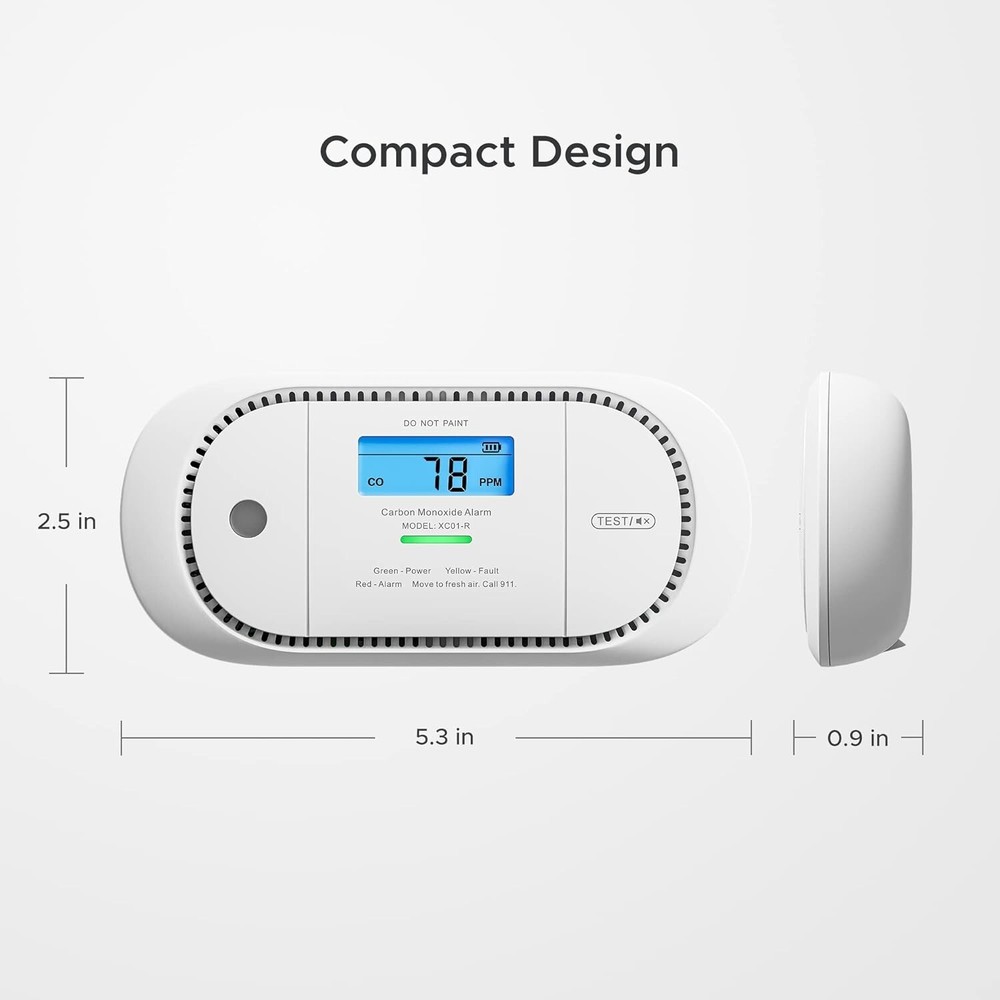 X-Sense CO Detector W/ Digital LCD Display Replace Battery