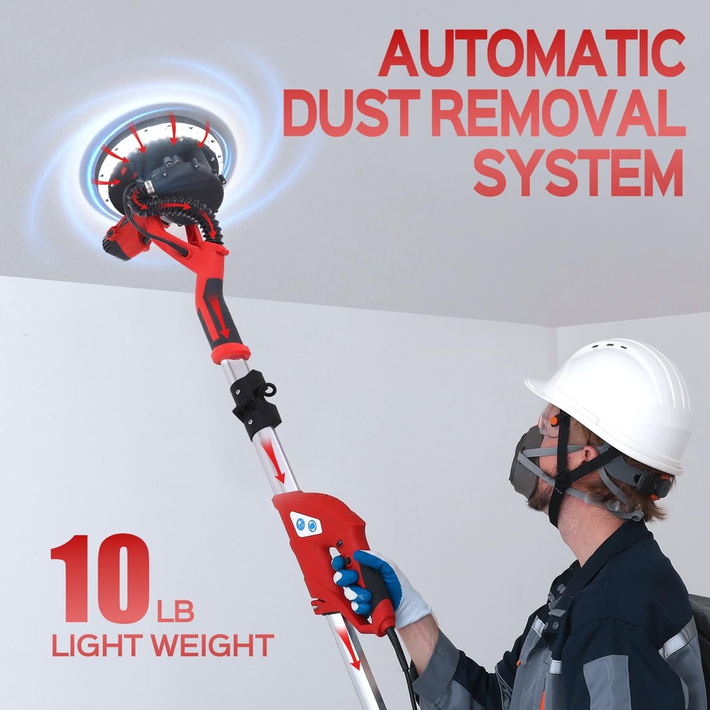 Drywall Sander, 8-Amp, Popcorn Ceiling Removal, 7-Variable Speed, W/12 Discs