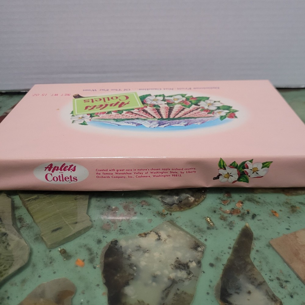 Vintage 1960s Aplets and Cotlets Candy Box Empty Kitsch Pink Fruit Nut Candies