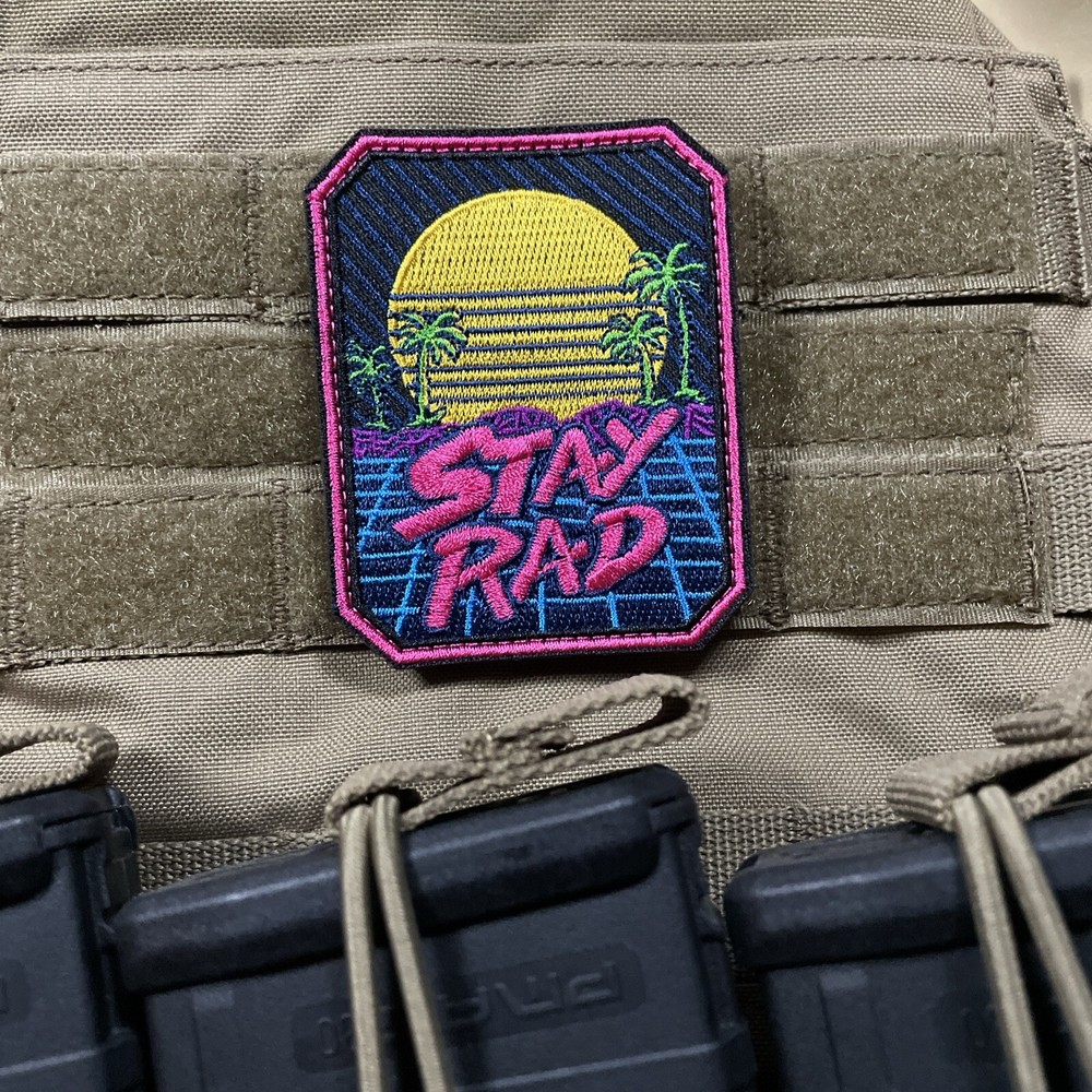 Stay Rad Retro 80s Arcade Radical Cool Tactical Military Hook Loop Morale Patch
