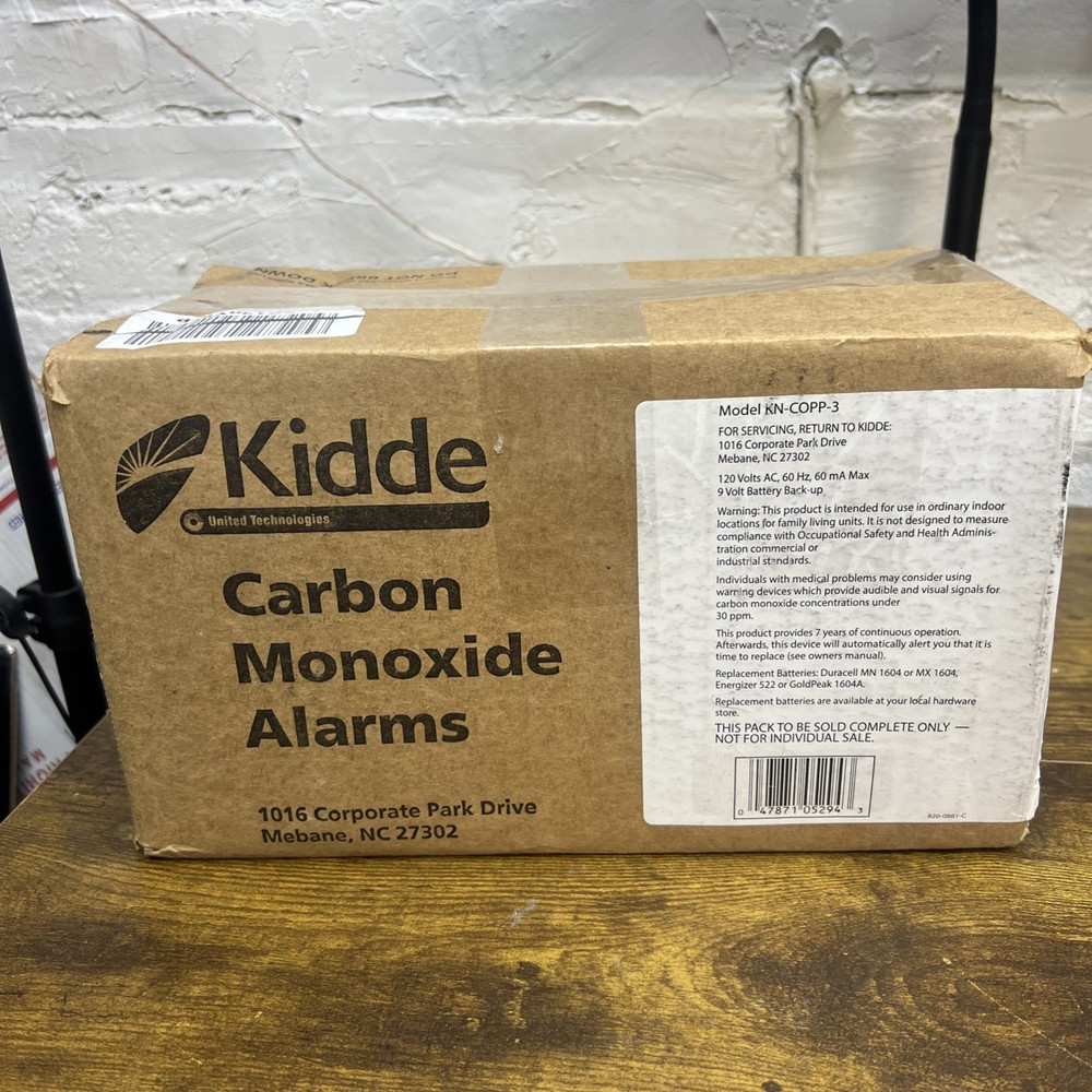 Kidde Carbon Monoxide Detector, Plug In Wall with 9-Volt Battery Backup, 6 Pack
