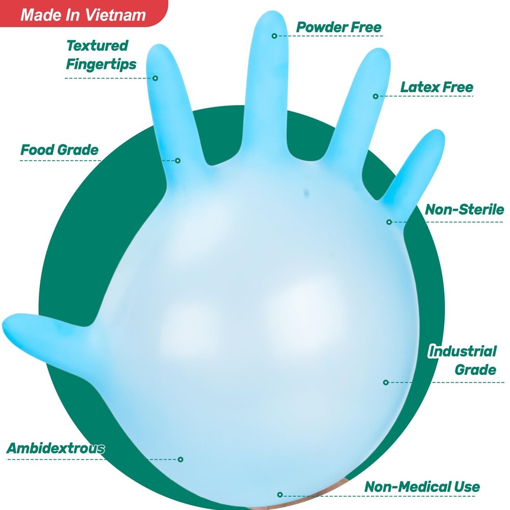 Kebada Nitrile Gloves D1, Disposable for Medium, Blue (100 Ct)