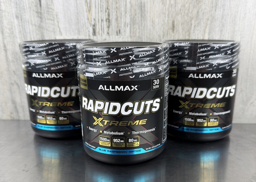 3 Pack - Allmax Rapidcuts Xtreme Pre Workout - Blue Raspberry 30 Servings