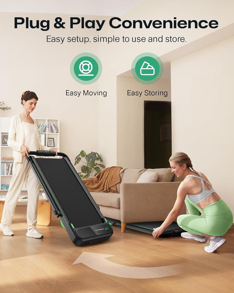 Strol 2E Smart 2-In-1 Folding Treadmill, Compact Walking Pad with Safety Handle,